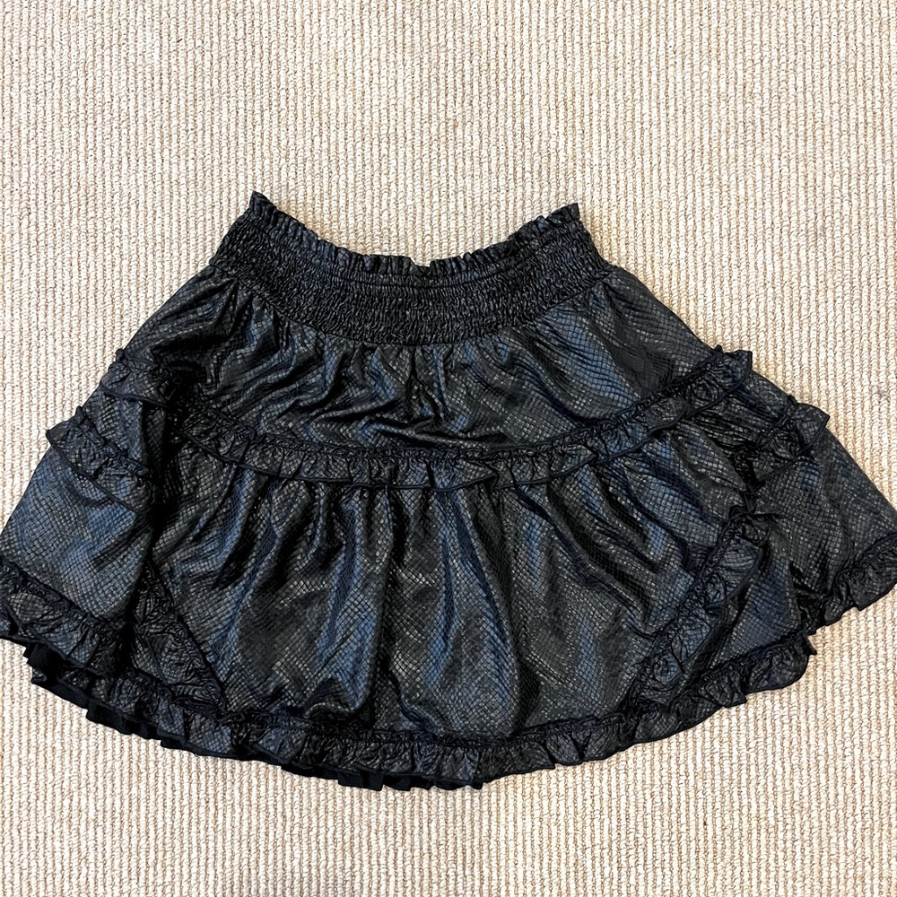 The Pants Store Skirt Black elastic smocked waist mini size Small Bama Rush
